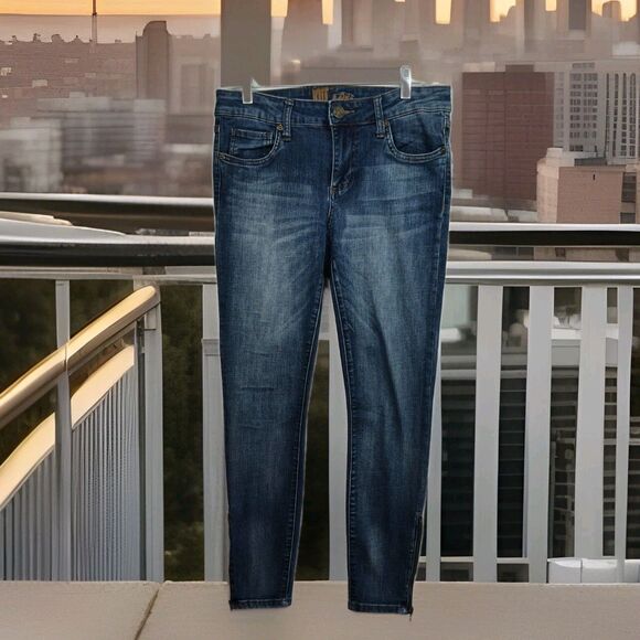 Kut from the Kloth cropped skinny jeans, women's size 6, ankle zip, medium blue - Picture 1 of 10